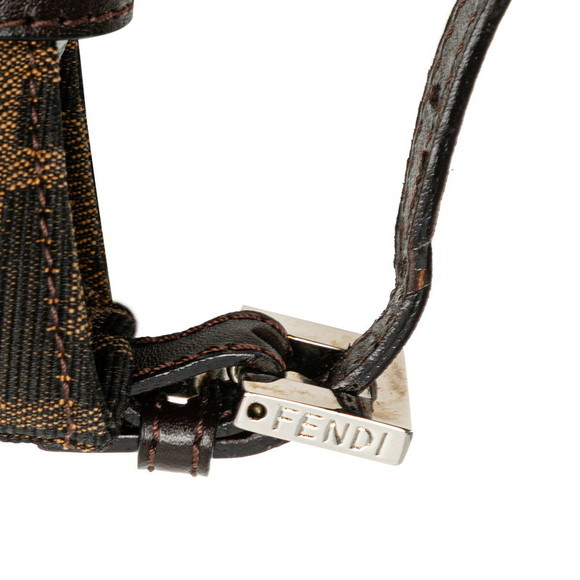 Fendi Brown Leather Handbag Croissant Zucca Pouch - Picture 5 of 8